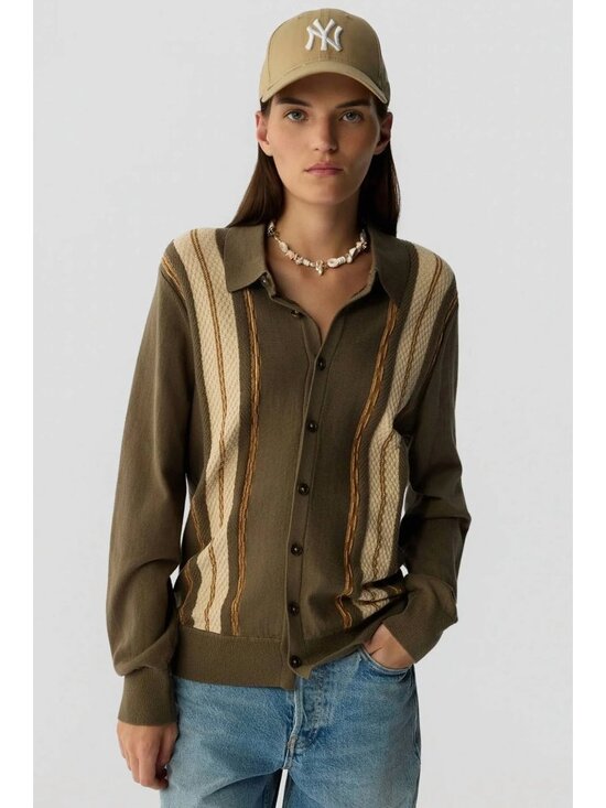 Guest In Residence Sweaters - GUEST IN RESIDENCE Unisex Green Cotton BAJA PLAZA Knit Sweater Shirt Cardigan M